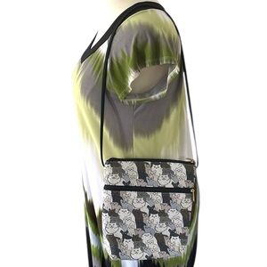 Danny K Cat Purse Gray Black Pockets Shoulder Hand Bag Animal USA Gift Present